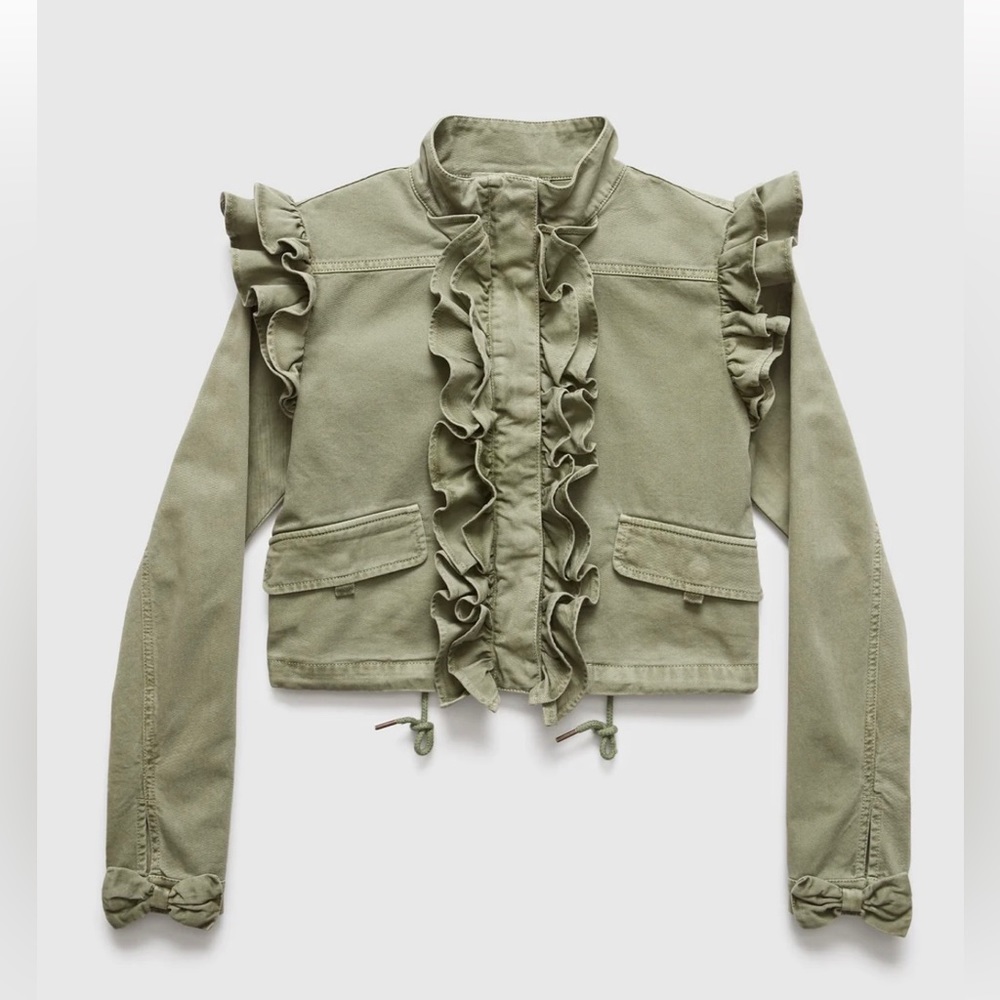 Gap × LoveShackFancy Ruffle Cropped Utility Jacket